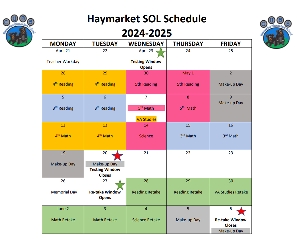 sol schedule on calendar